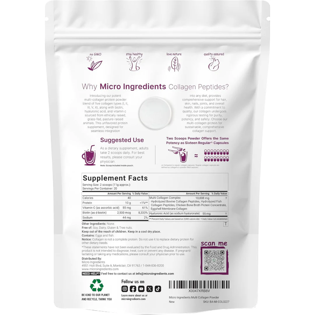 Péptidos multicolágenos + biotina y ácido hialurónico